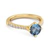 London Blue Topaz Classic Pave Solitaire Ring - 925 Sterling Silver Gold Vermeil