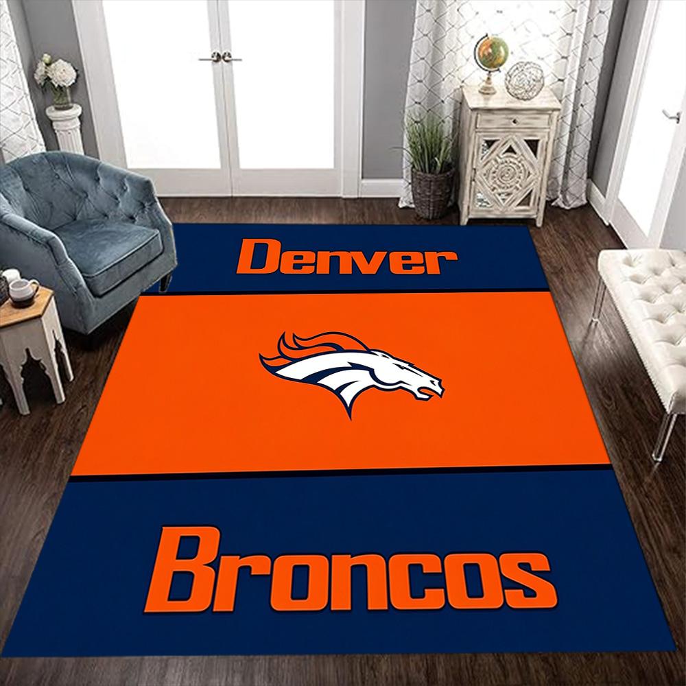 Denver Broncos Logo Area Rug Design For Outdoor Entryway Living Rooms Foyer Antislip Carpet Decorate Offices