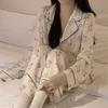Women's Cute Korean Rabbit Ice Silk Pajamas - Long-Sleeved Spring/Autumn Suit