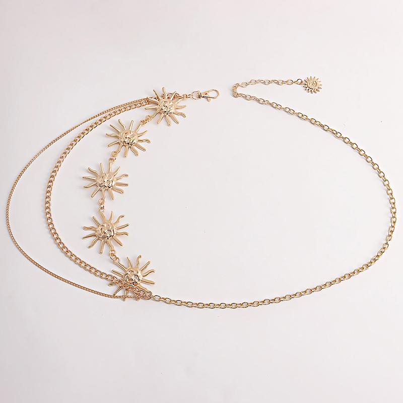 Punk Gothic Moon Sun Waist Chain for Women Dress Jewelry Belt