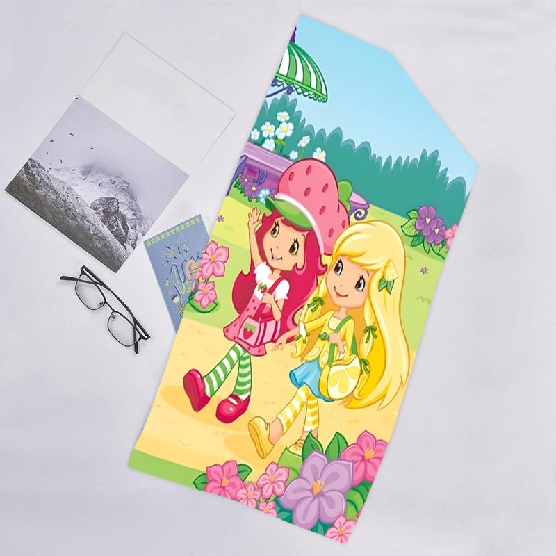 1pc Princess Strawberry6 Beach Towel, Beach and Seaside Swimming Pool Equipment, Fashion Pattern, Rectangular, Travel Essentials