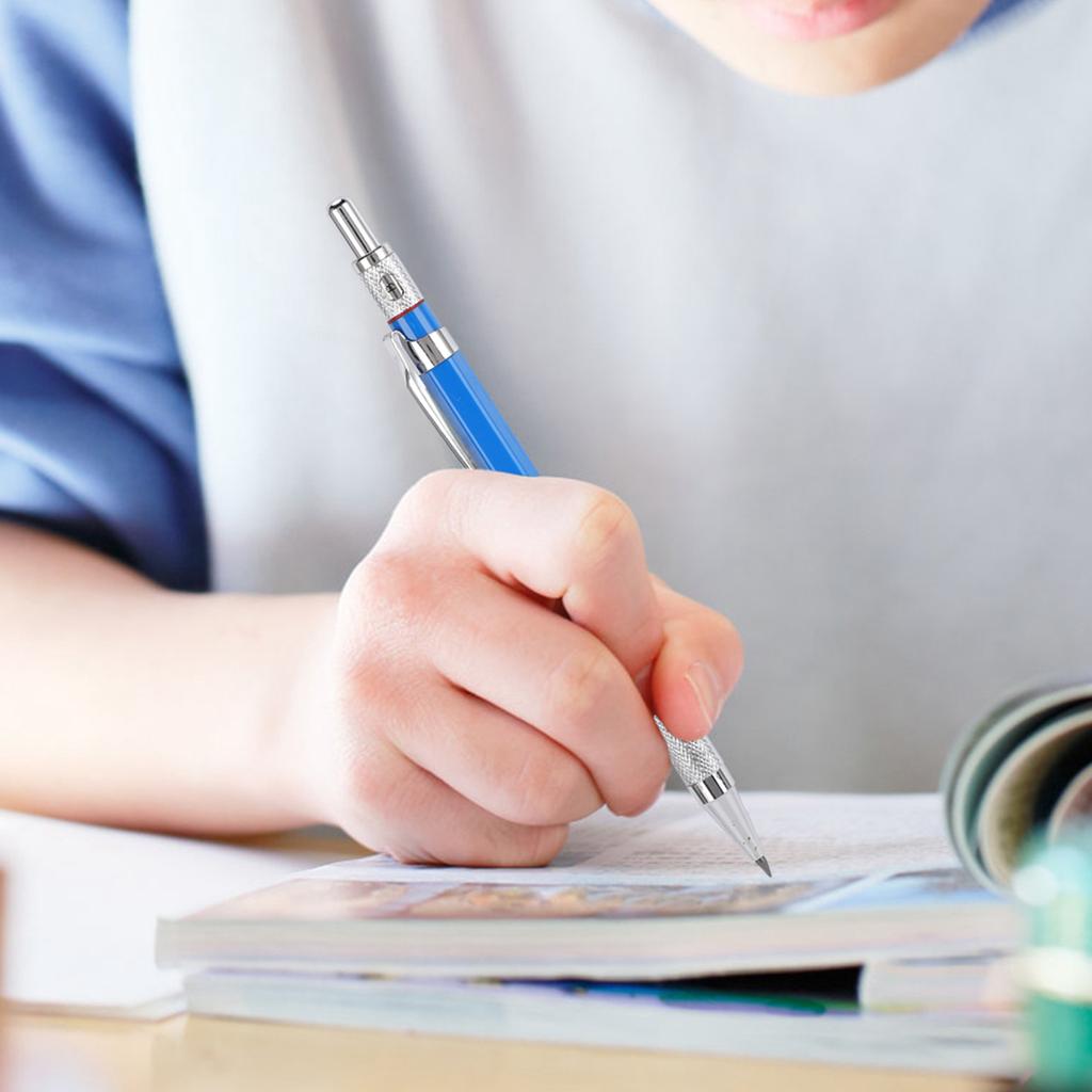 2Pcs High Quality Metal Mechanical Click Pencil 2.0MM for Drawing Design Proofing Writing