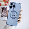 Luxury Plating Rose Flower Frame Magsafe Magnetic Phone Case For iPhone 11 12 13 14 15 Pro Max Lens Protector On 14 Plus Cover