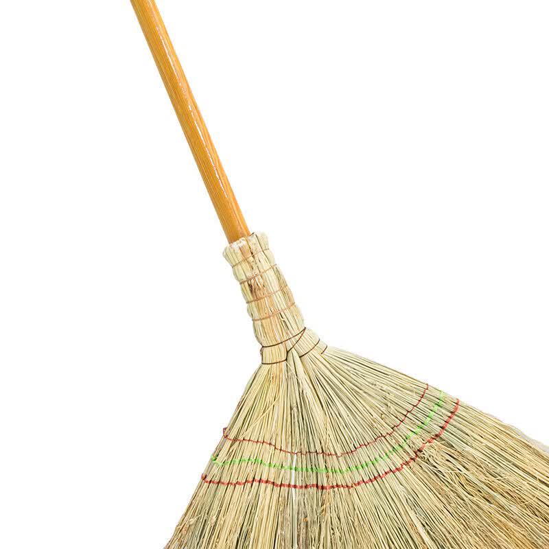 Jinshiluo JZT-0042 Sorghum Broom with Red Cap Wood Handle