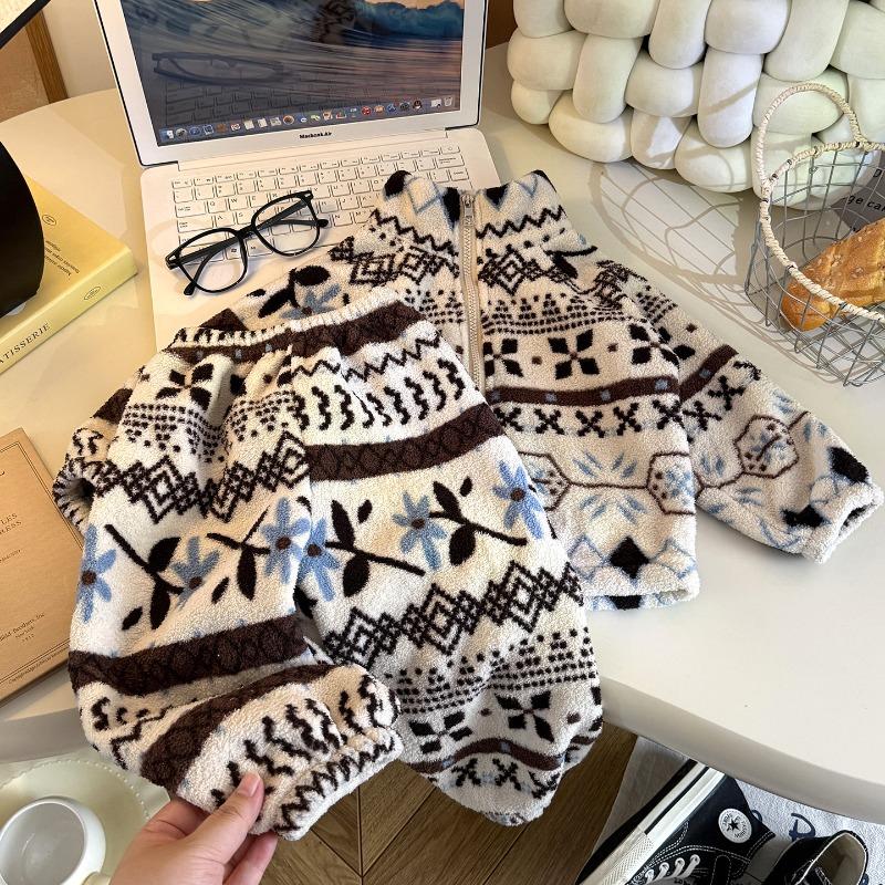 Autumn and Winter Plush Thickened Set Korean Edition Children's Home Clothes Men's and Women's Warm Set Children's Clothing