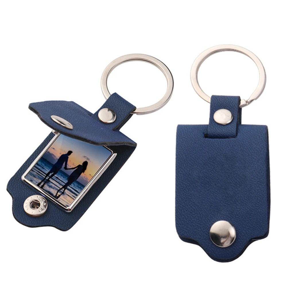 DIY Key Chains PU Leather Car Key Ring Rings Charm Bag Photo Keyring  Gifts