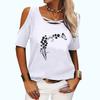 Women Casual Round Collar T-shirt Spring Summer&fall Floral Printed Short Sleeve Top Female Fashion Off Shoulder Tee Shirt
