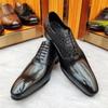 Prince Men's Classic Modern Formal Oxford Shoes Wingtip Lace Up Dress Handmade Black Genuine Leather Italian Style