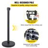 Crowd Control Stanchion, 8 Pieces Stanchion Set, with 6.6 ft/2 m Black Retractable Belt, Black Crowd Control Barrier w/Concrete and Metal Base, Easy