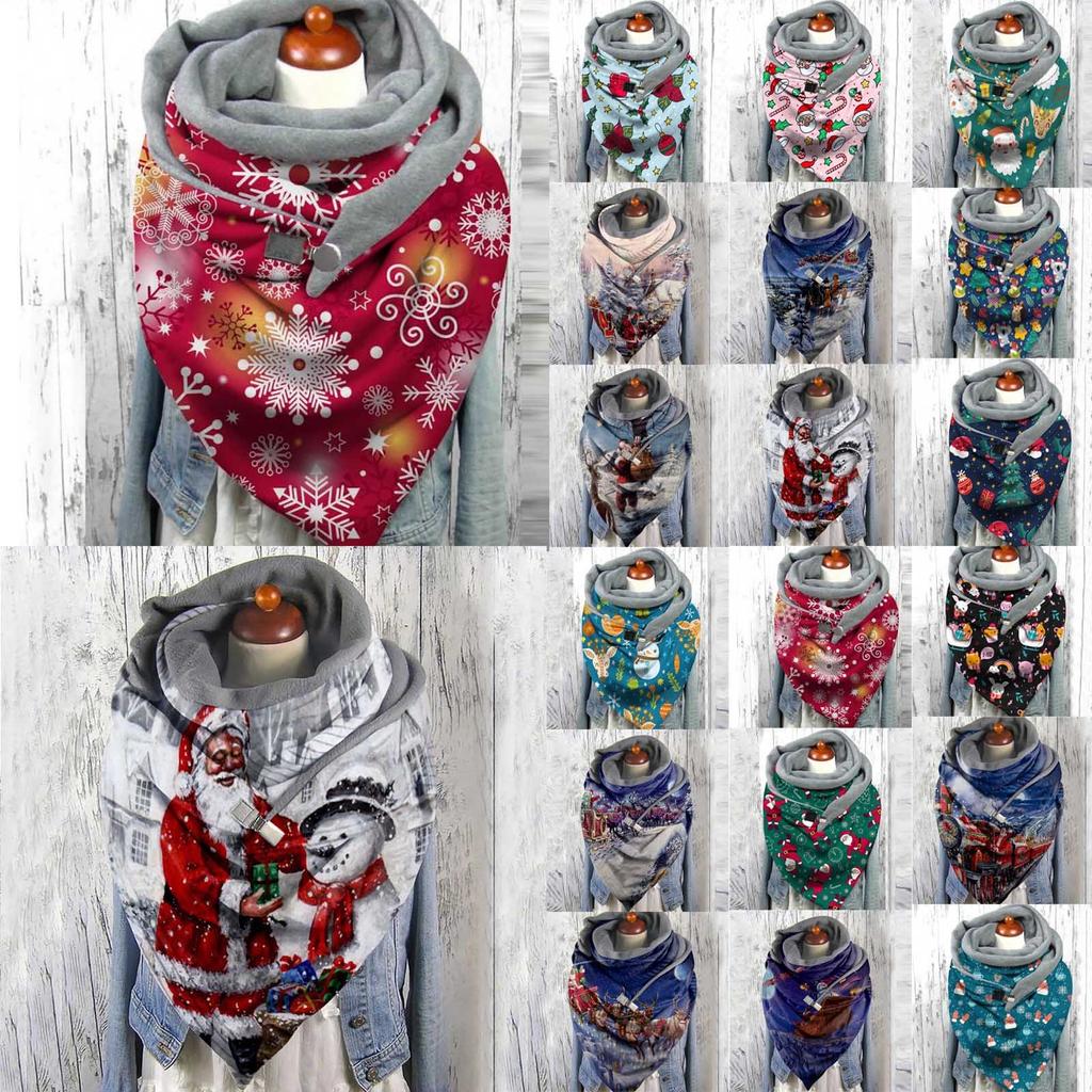 Women Christmas Printed Vintage Printing Scarf Fashion Multi-Purpose Shawl Scarf
