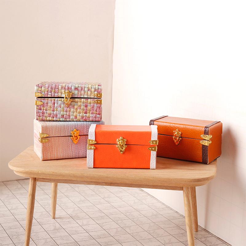 1:12 Dollhouse Miniature Suitcase Vintage Leather Luggage Box Storage Box Home Model Decor Toy Doll House Accessories