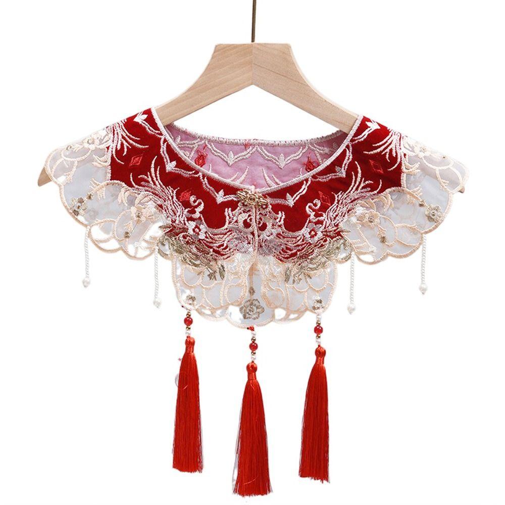 Chinese Style Hanfu Shoulder Collar Embroidered Cheongsam Shawl Hanfu Collar for Women/Girls
