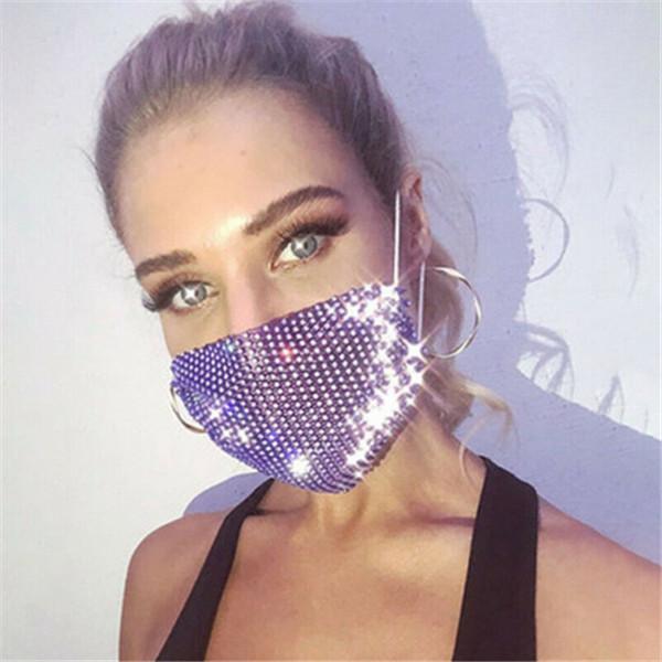 Многоразовая маска для лица со стразами и блестками, блестящие чехлы для лица