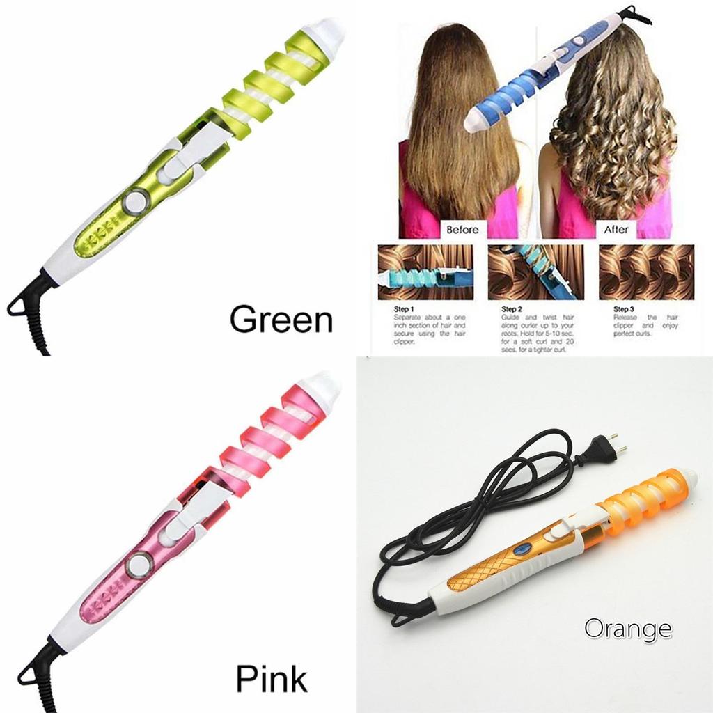 Спиральная плойка для завивки волос, парикмахерский инструмент с вилкой американского стандарта для домашней укладки волос и профессионального использования