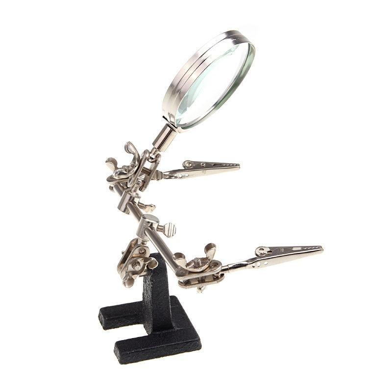 12X Третья рука Зажим-крокодил Светодиодная лупа Подставка для паяльника Лупа Сварочный Ремонтный держатель Инструменты