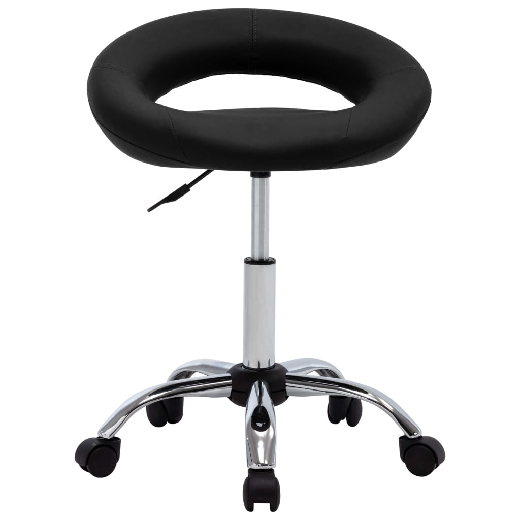 Rolling Work Stool Black Synthetic Leather
