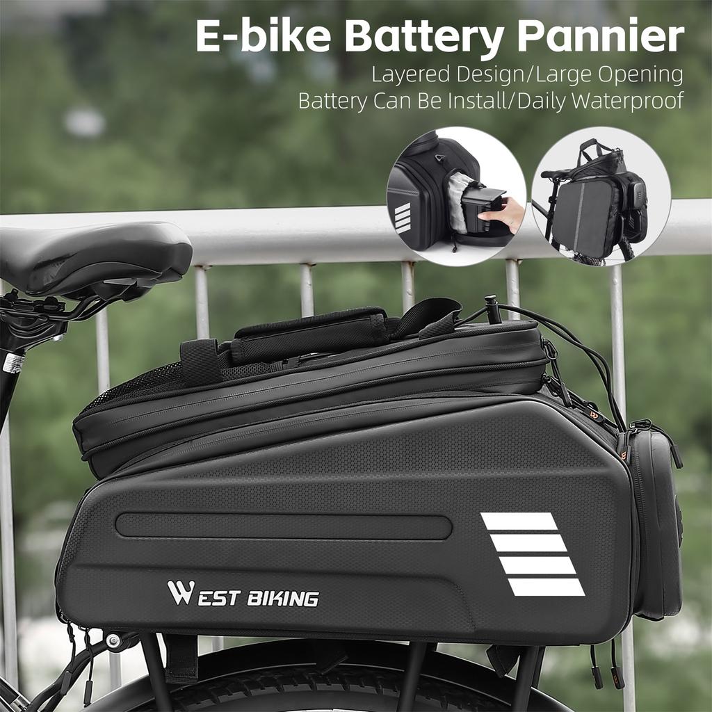 Сумка на заднее сиденье для электронного велосипеда, сумка для аккумуляторной батареи для электрического велосипеда, расширяемая сумка для велосипедной стойки большой емкости, сумка для сидений