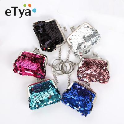 1PCS Kids Bling Mini Coin Purse Fashion Women Girls Sequin Key Chain Coin Money Small Wallet Pocket Bag Pouch Gift
