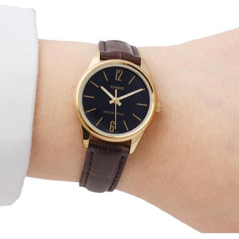 Casio CLASSIC series классический стрелочный черный циферблат водонепроницаемый кварцевый механизм кожаный ремешок японские и корейские часы женские часы LTP-V005GL-1BUDF