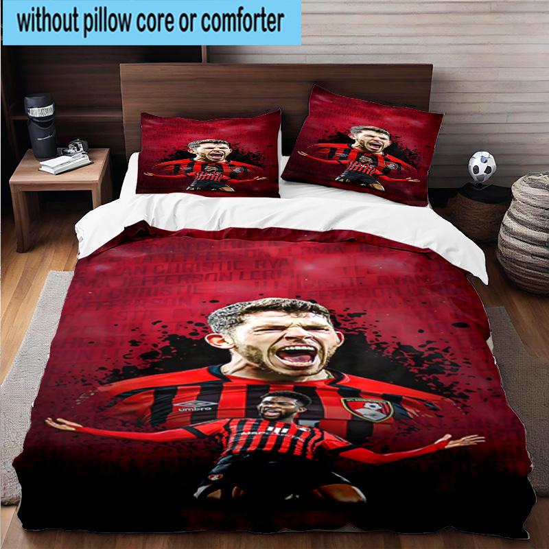 3pcs Afc Crest Bournemouth Printed Bedding Set Duvet Cover Closure Includes 1 Duvet Cover & 2 Pillowcases Bedding Sets Home Decor Gifts