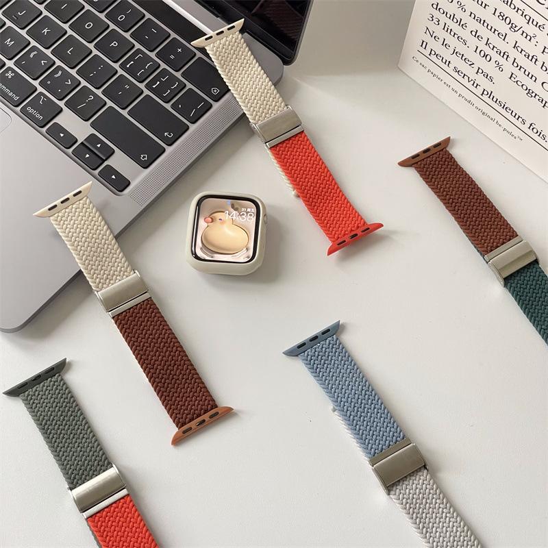 Suitable for iwatch9 Apple Watch with s10 generation nylon Applewatch87se elastic braided SE color matching