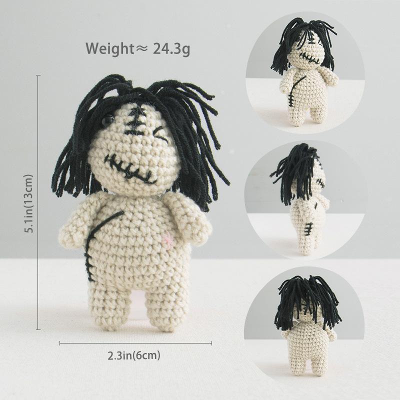 Забавное вязаное вручную черно-белое привидение, настольное украшение, подарок, вязаная крючком кукла-привидение с позитивной энергией, украшение для дома на Хэллоуин