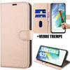 Protective Case - Booling - for Samsung S22 - Gold - Leather Effect - 2 Tempered Glass