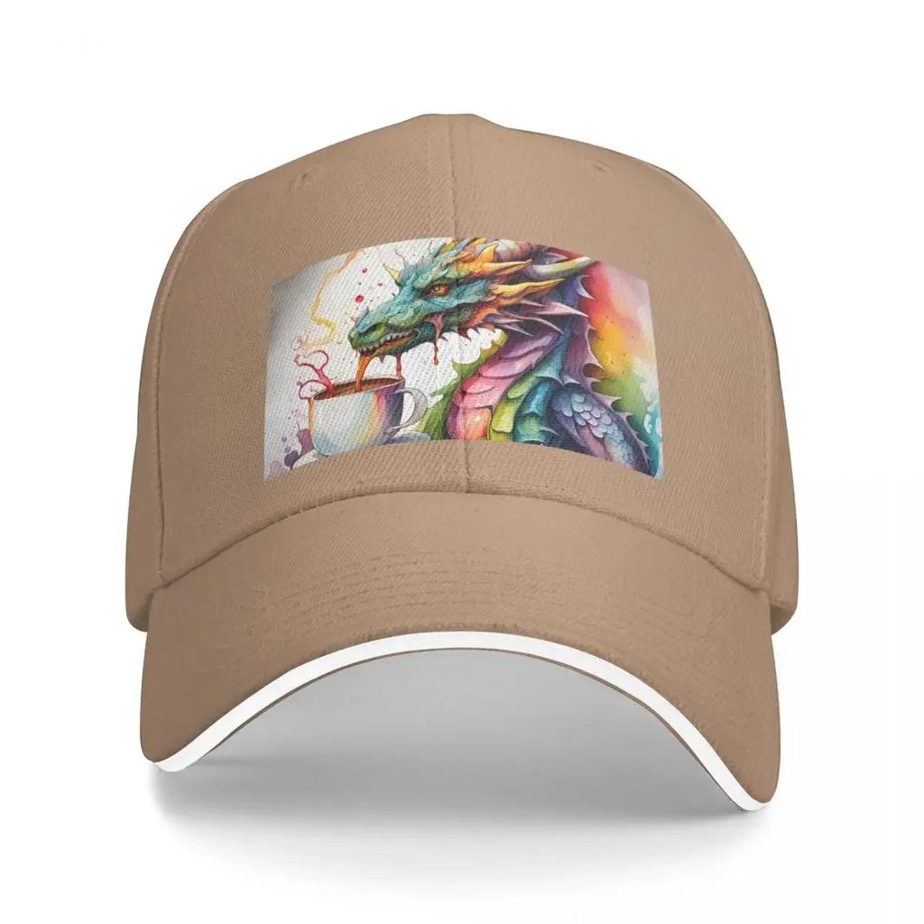 Акварельный дракон с бейсболкой «Утренний кофе» Модная пляжная регбийная женская пляжная мужская