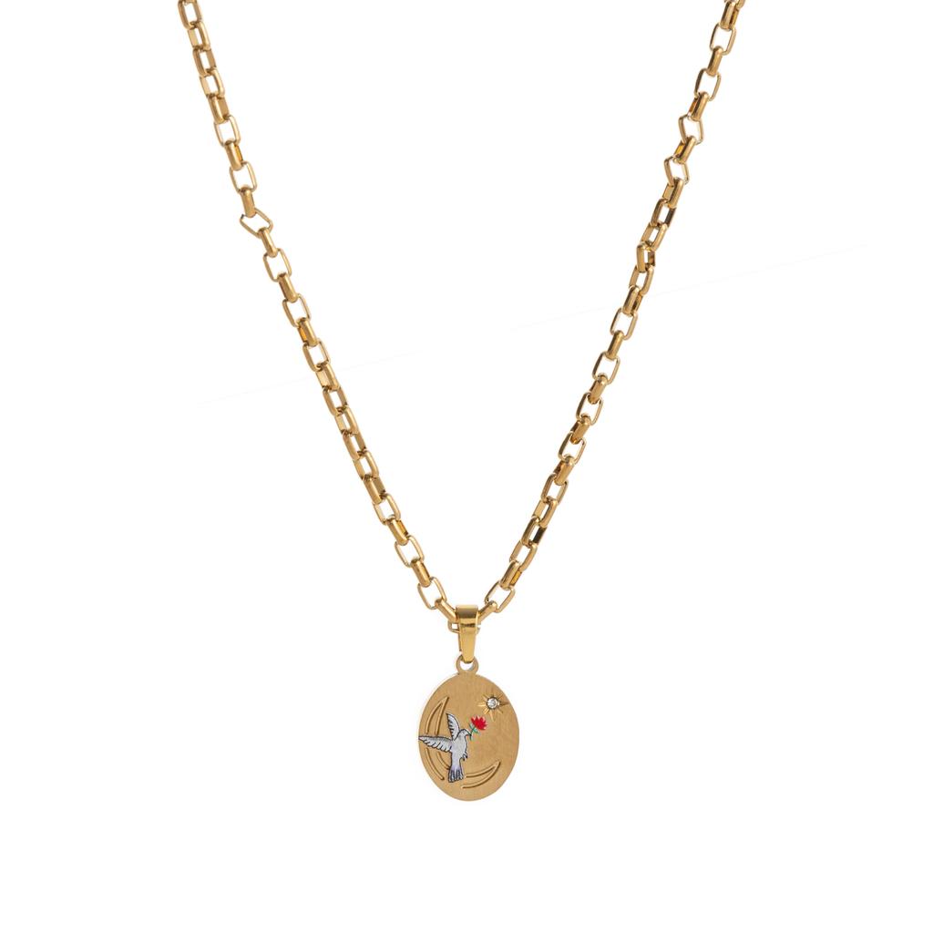 18K Gold Plated Stainless Steel Floral Pendant Necklace – Delicate Flower Design, Bohemian Jewelry for Women
