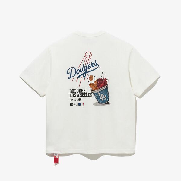 New Era Mlb La Dodgers Болеющая Еда Футболка Молочно-белая