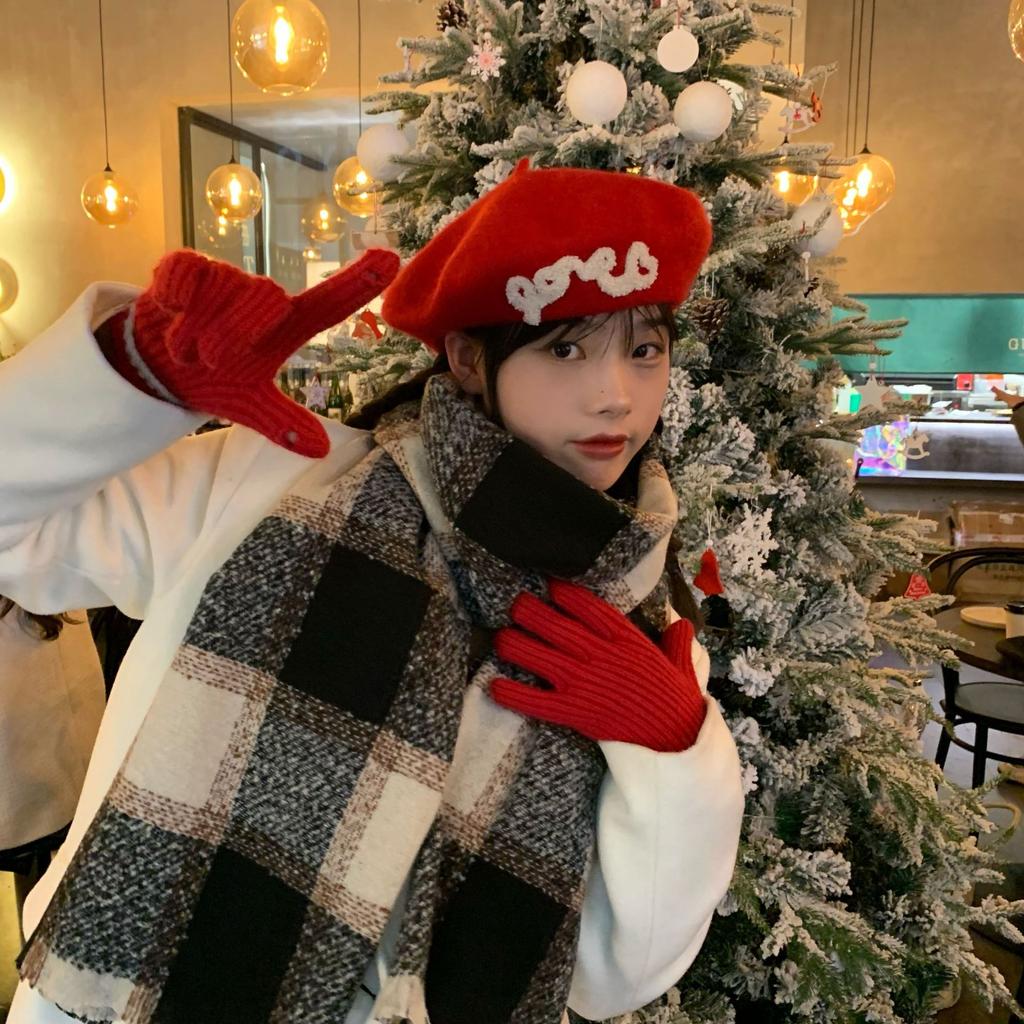 New Imitation Cashmere Retro Plaid Scarf Autumn and Winter Women's Casual Versatile Warm Soft Waxy Thickened Shawl Scarf