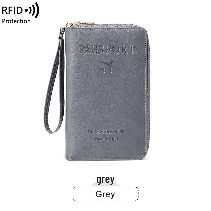 Multifunctional RFID Passport Holder & Travel Wallet with Ticket Storage and Zipper
