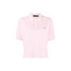 Polo Solid Color Micro Logo Embroidered Short Sleeve Polo Shirt Women Tops Pink 211863280001-001