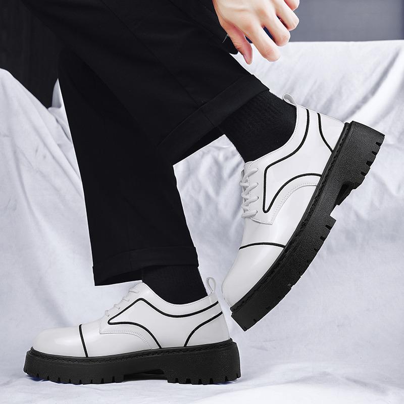 Модные блестящие кожаные туфли для мужчин, модные туфли на платформе, повседневная обувь для мужчин в британском стиле, черные туфли для мужчин, zapatos de cuero hombre