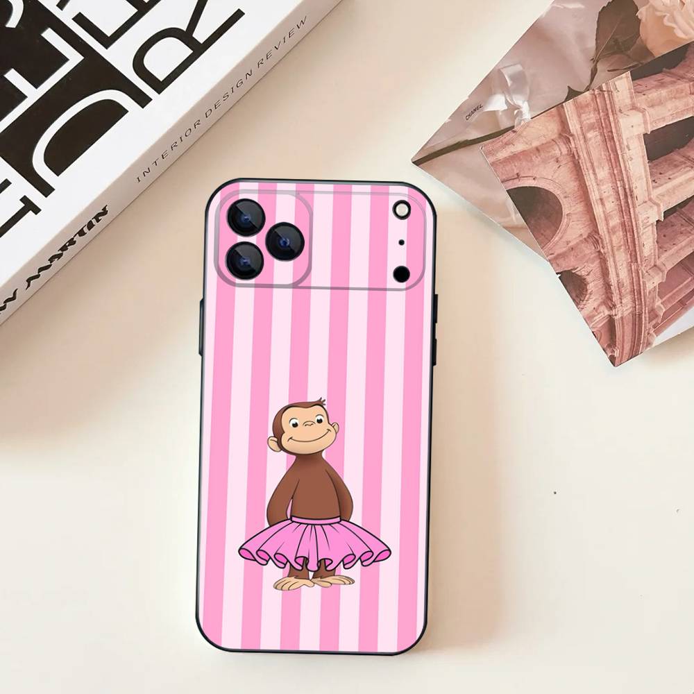 Чехол для телефона Mokey G-GeorGes Милый для iPhone 11,12,13,14,15,16,17,Pro,Max,Plus,E,SE4,Air,Mini Черный Мягкий Чехол