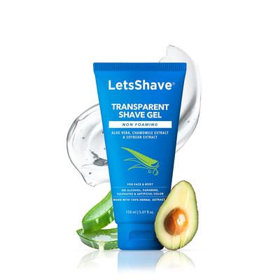 LetsShave Прозрачный гель для бритья для мужчин и женщин - 150 г Гель для чувствительной кожи перед бритьем Прозрачная текстура, интенсивное увлажнение, для влажной и сухой кожи