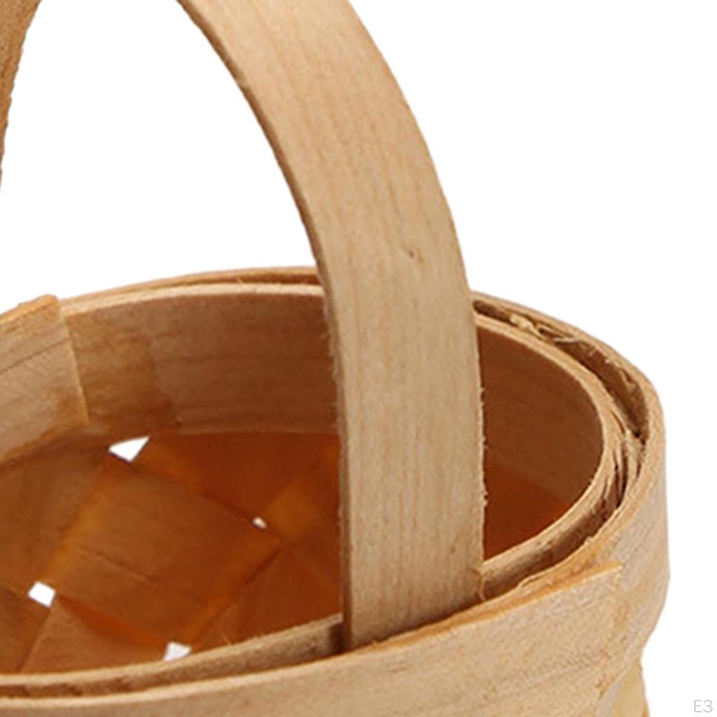 Easter Basket Bamboo Woven Decoration Hand Storage with Handle for Party