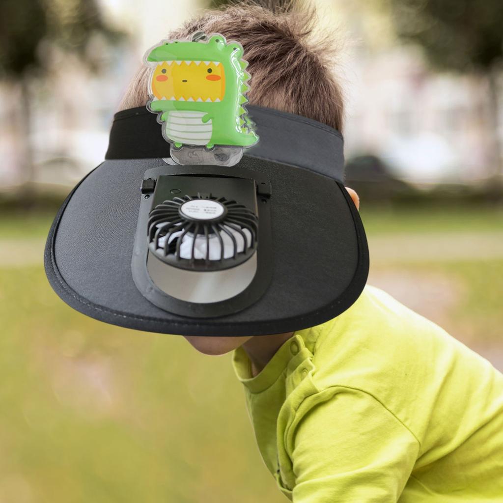 Outdoor Sun Visor Hats With Fan Cute Kids Visor Sun Caps Breathable Cooling Headwear Large Area Protection Personal Cool Devices