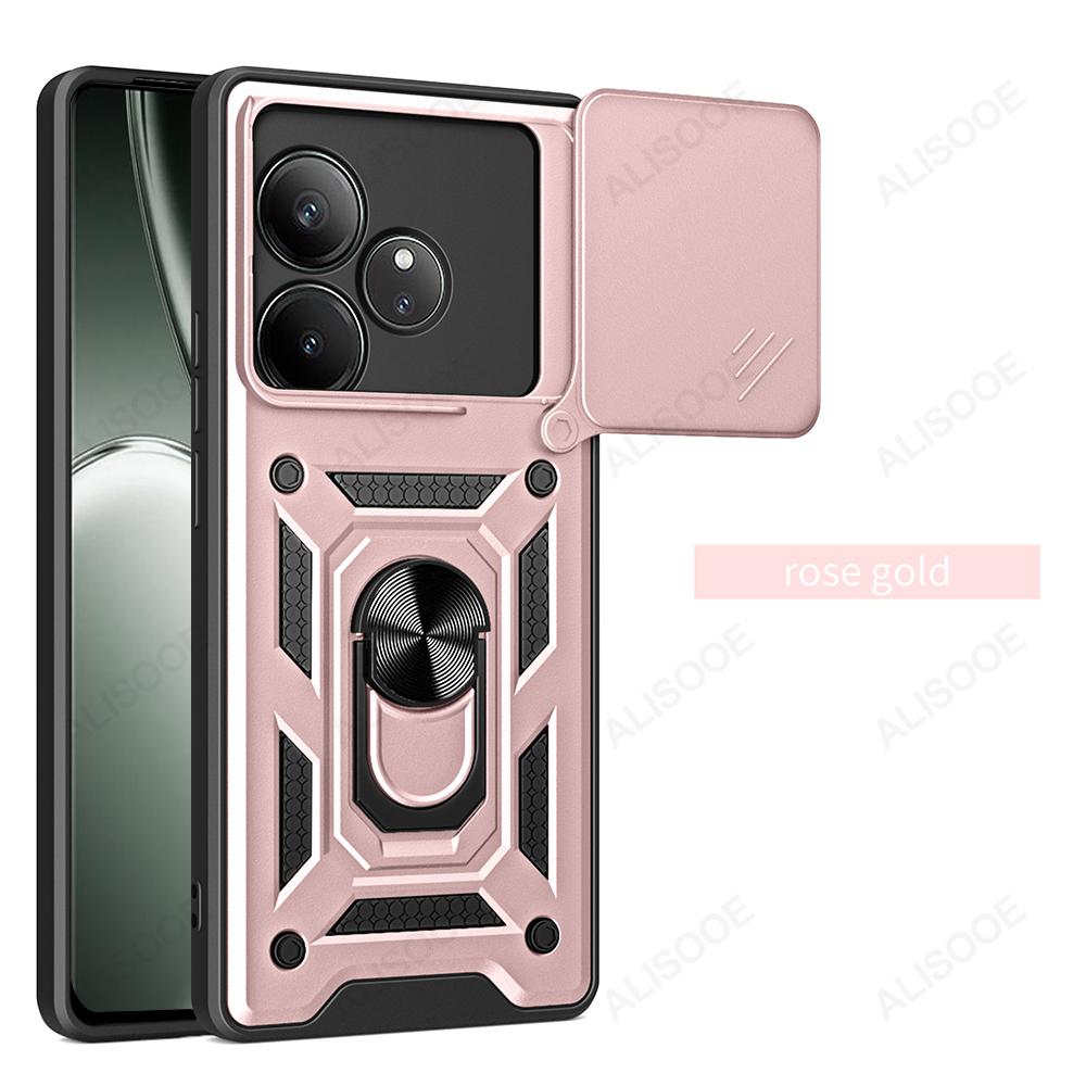 Slide Camera Funda для Realme GT 6 Global Case Push Lens Ring Stand Защитный чехол для Realme GT 6 6T Neo 6 SE Противоударный чехол