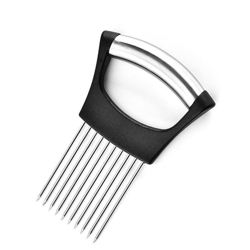 Помощник для нарезки еды, держатель для овощей, нож для нарезки лука и лимона из нержавеющей стали, игла для мяса из сосны, кухонные гаджеты, аксессуары, инструмент