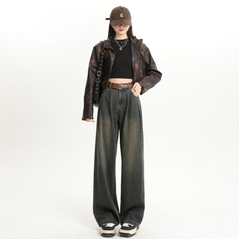 Женские джинсы Four Seasons Wear Wide Leg в стиле ретро, новый стиль, свободные, повседневные, универсальные, прямые брюки