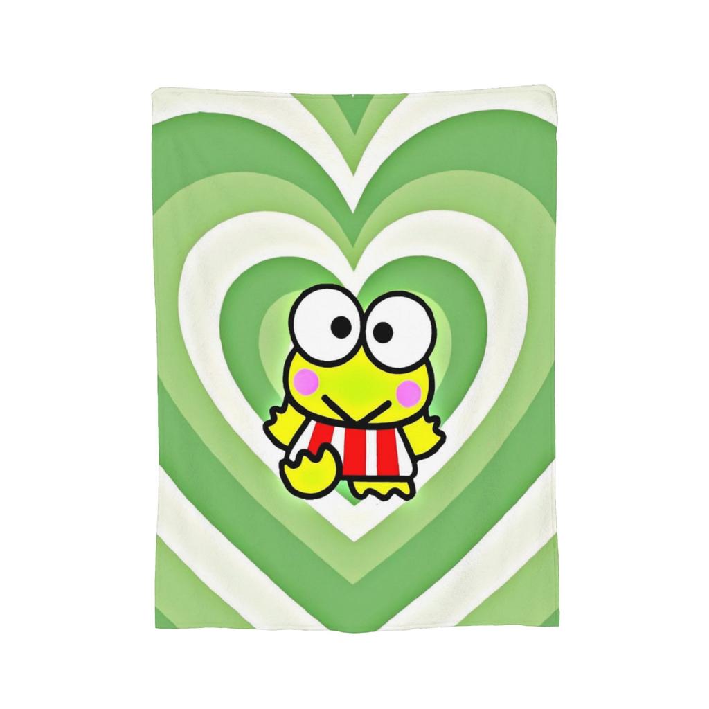 Keroppi Flannel Blankets Anime Fashion Throw Blankets for Home 125*100cm Bedspread,
