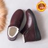 Повседневная обувь хлопковая обувь женская осень и зима для среднего возраста мягкая подошва полусапожки средние женские туфли бархатные теплые на плоской подошве кожаные туфли