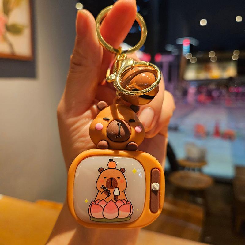 Мультяшный милый телевизор с капибарой и подсветкой, креативные забавные животные, брелок для ключей, автомобильный брелок, рюкзак, кулон для детей, ювелирный подарок