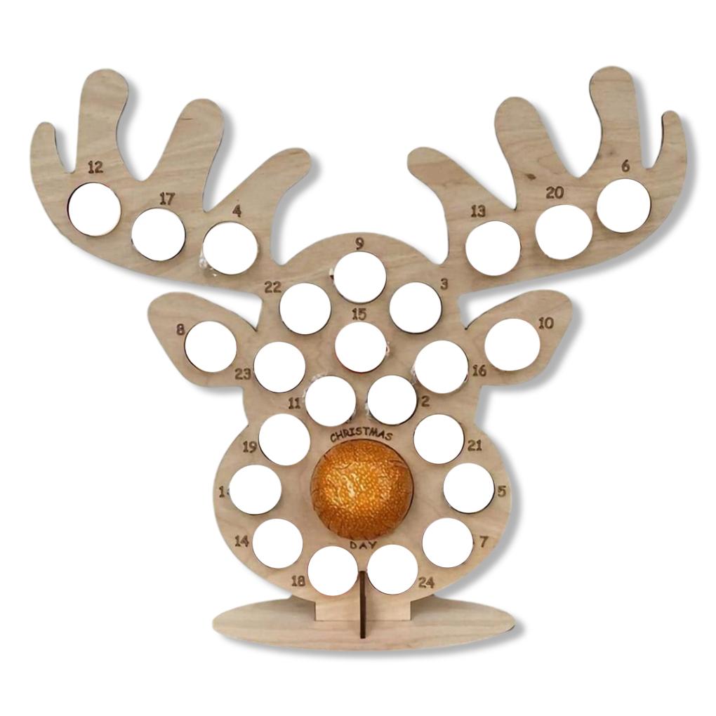 Wooden Christmas Frame Advent Calendar Empty DIY Refillable Unfinished Chocolate Rack Ornament Miniature Gift