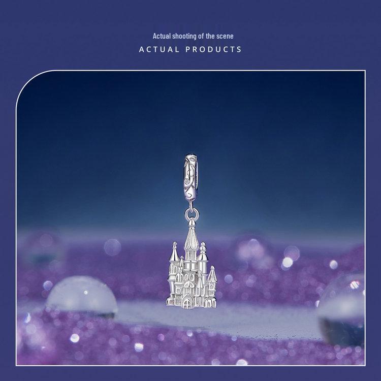Magic Castle Pendant DIY Bracelet, S925 Sterling Silver, Platinum-Plated.