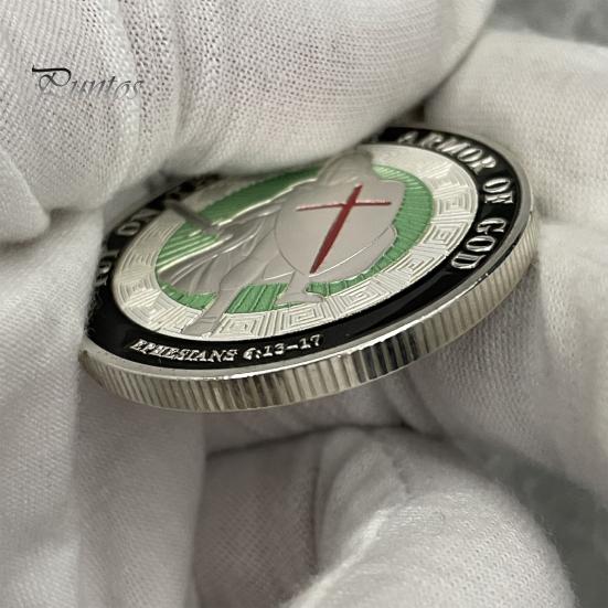 Монета «Доспехи Бога» диаметром 1,57 дюйма, металлическая сувенирная монета, надетая на все доспехи Бога, двухсторонняя монета «Бронированный солдат» для Военной церкви