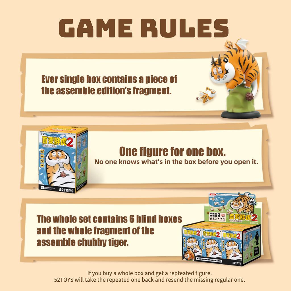 52TOYS Blind Box PANGHU 2 Action Figure Collectible Art Toy Hot Tiger Toy Cute Figure Creative Gift for Christmas Birthday Party Holiday (Whole Set)