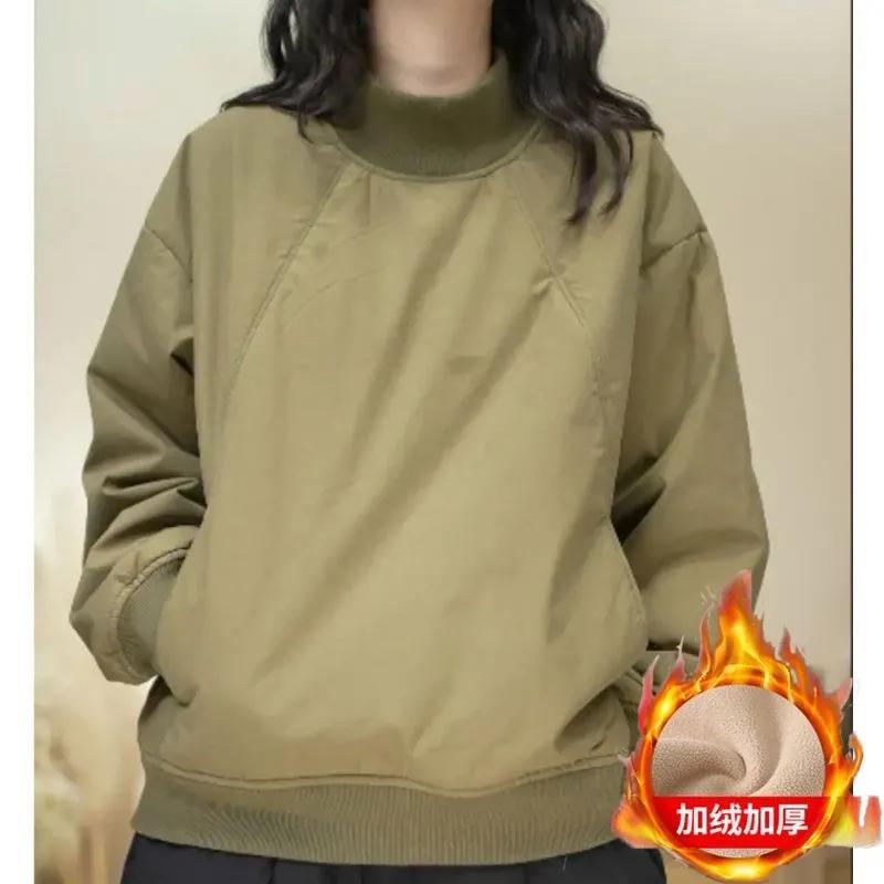 Autumn and Winter New Style Spliced Pullover Round Neck Casual Simple Solid Color Sweatshirt Design Long-sleeved Top