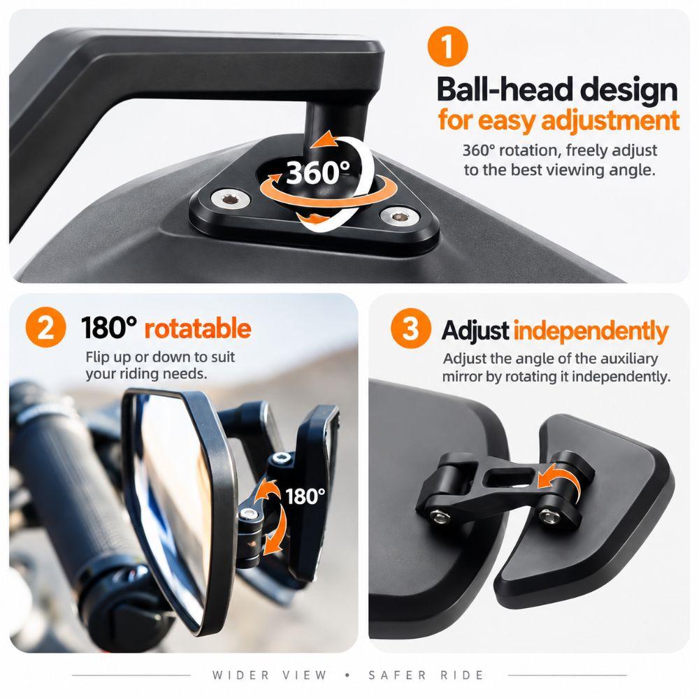 Glass ,Acrylic Bike Mirror ABS Frame Bicycle Rear View Mirror  15 To 22mm Handlebars